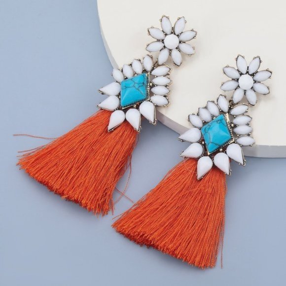 Boutique Jewelry - Bohemian Tassel Earrings Turquoise Retro